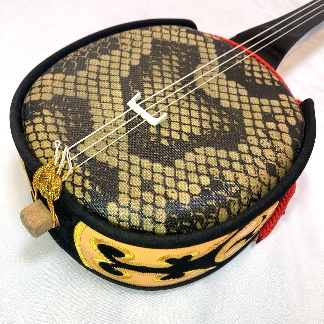 【美品】三線 沖縄 初心者 人工皮 蛇革 蛇皮 収納袋 付属品 DVD 和楽器