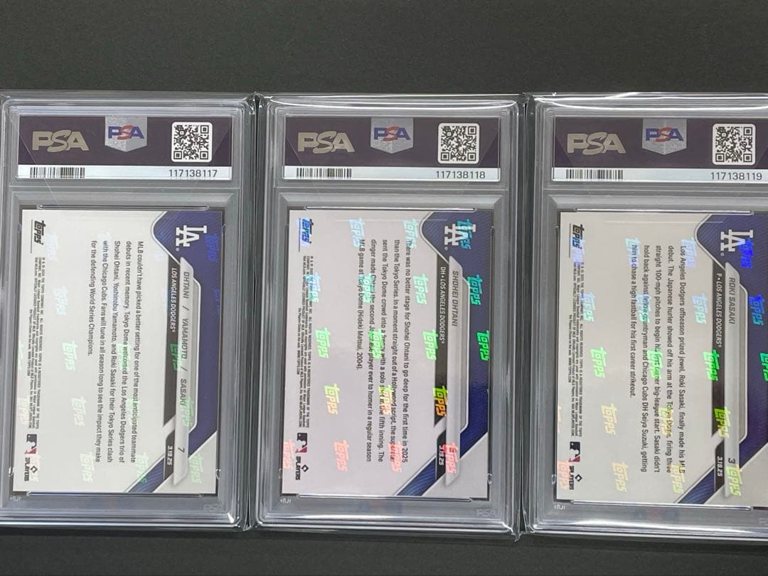 3連番2025TOPPS 大谷翔平　山本由伸　佐々木朗希東京シリーズ 超希少