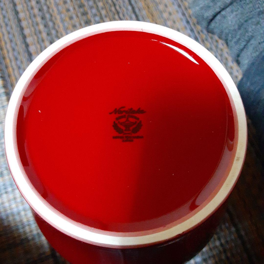 古い辰砂薔薇画ノリタケ花瓶/オールド昭和レトロ朱紅ボーンチャイナ/茶華道活花磁器