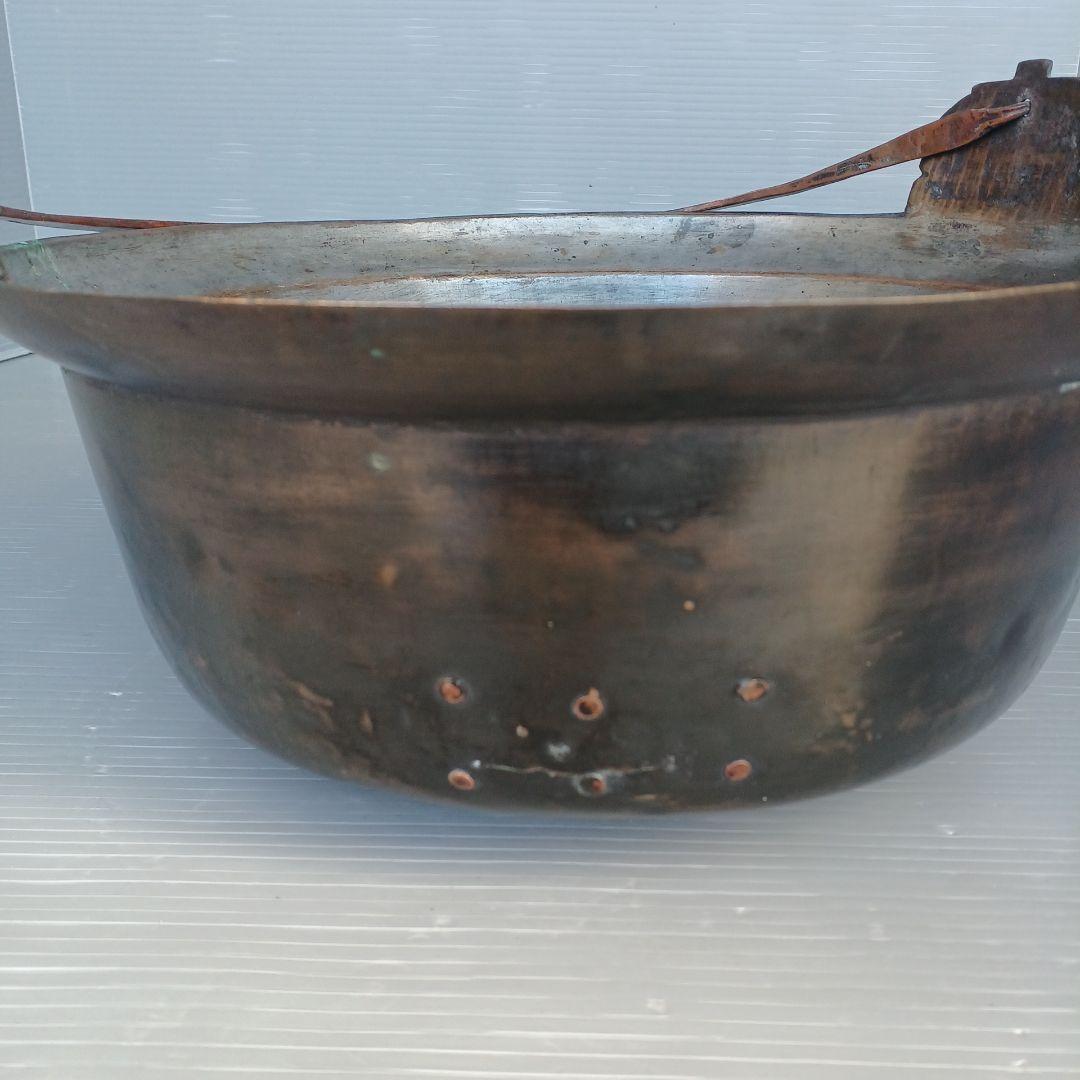 昭和レトロ　銅鍋　吊り鍋　直径約32㎝　銅製　囲炉裏鍋　匿名配送