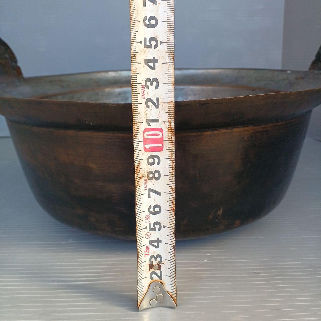昭和レトロ　銅鍋　吊り鍋　直径約32㎝　銅製　囲炉裏鍋　匿名配送