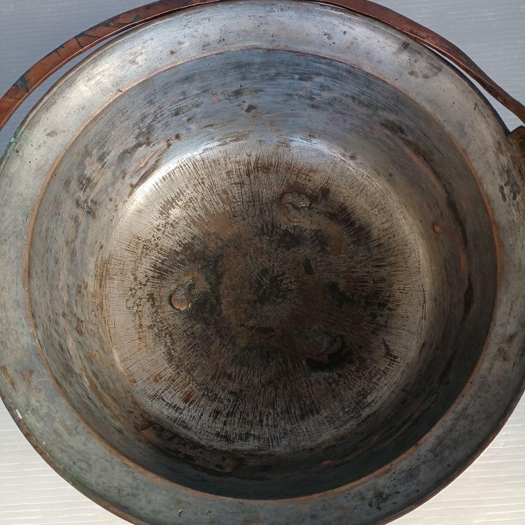 昭和レトロ　銅鍋　吊り鍋　直径約32㎝　銅製　囲炉裏鍋　匿名配送