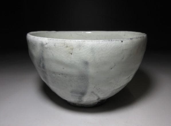 虎渓山 水月窯 荒川豊蔵 粉引風 茶碗／共箱 指物師 塚本木葉箱／書付在り