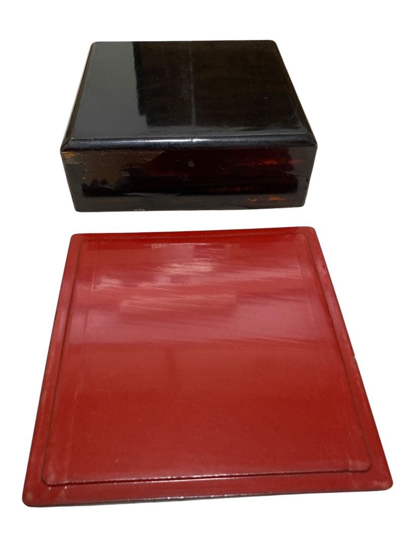 晴霞堂　内朱五寸五段両開重箱　桜皮　大正時代