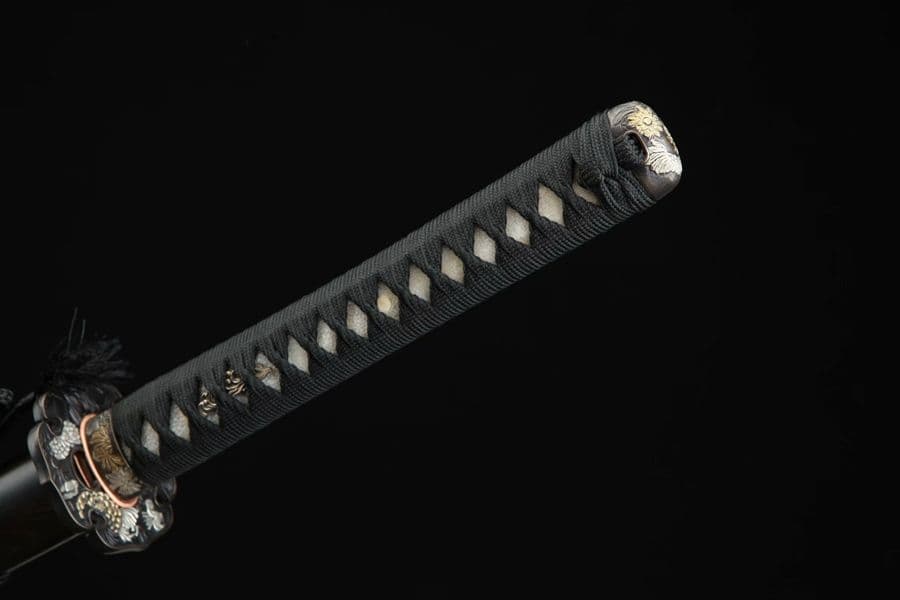 三色銅菊花刀装侍刀（黒檀タイプ）武具　刀装具　日本刀　模造刀   居合刀