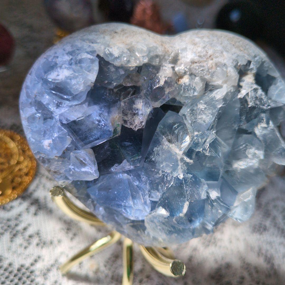 セレスタイト　ハートの置物