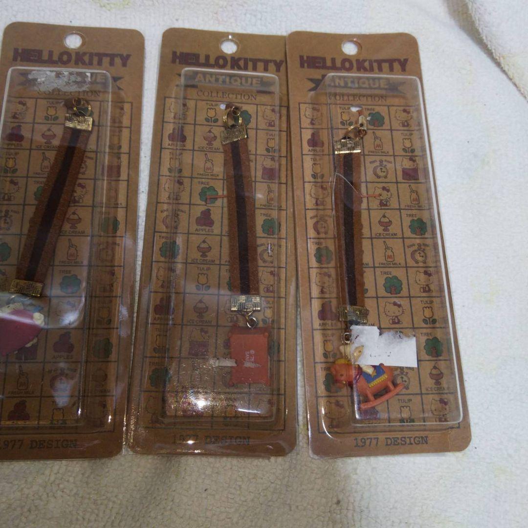 ハローキティ アンティークコレクション ストラップ ３個セット 根付 レトロ