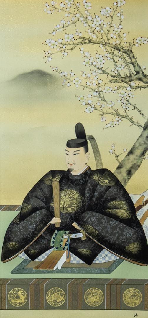 掛軸-1461　国井幸雪　菅公御真影　共箱　二重箱