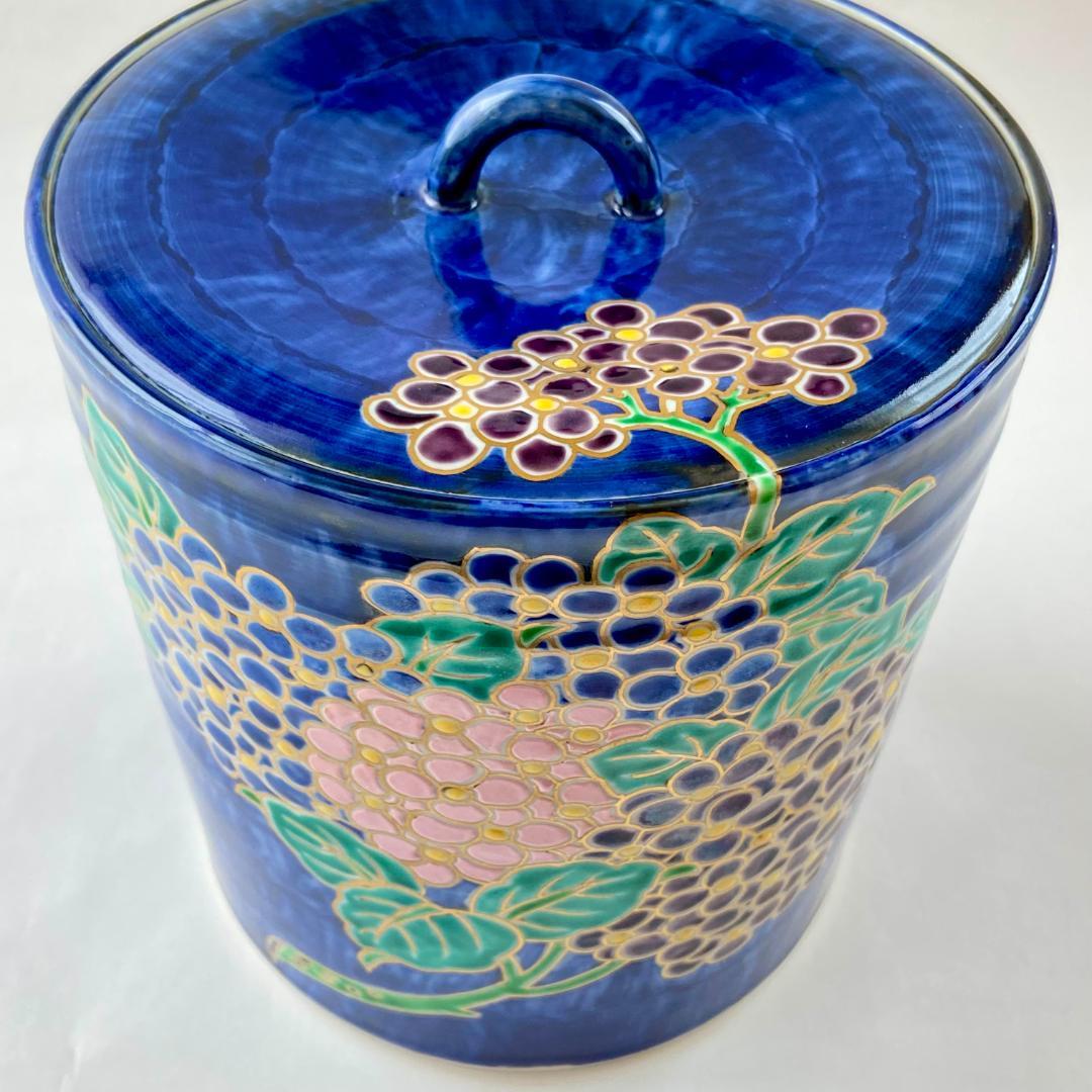 水指 色絵 紫陽花　高野昭阿弥　共箱入　茶道具　茶器　伝統工芸品