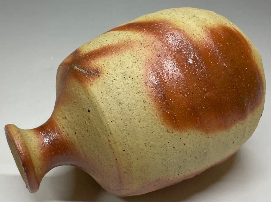 人間国宝　伊勢崎淳　備前緋襷徳利　備前焼　共箱(四方桟盛蓋) 栞　d1194