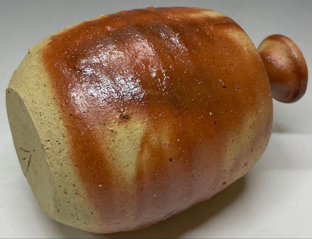 人間国宝　伊勢崎淳　備前緋襷徳利　備前焼　共箱(四方桟盛蓋) 栞　d1194