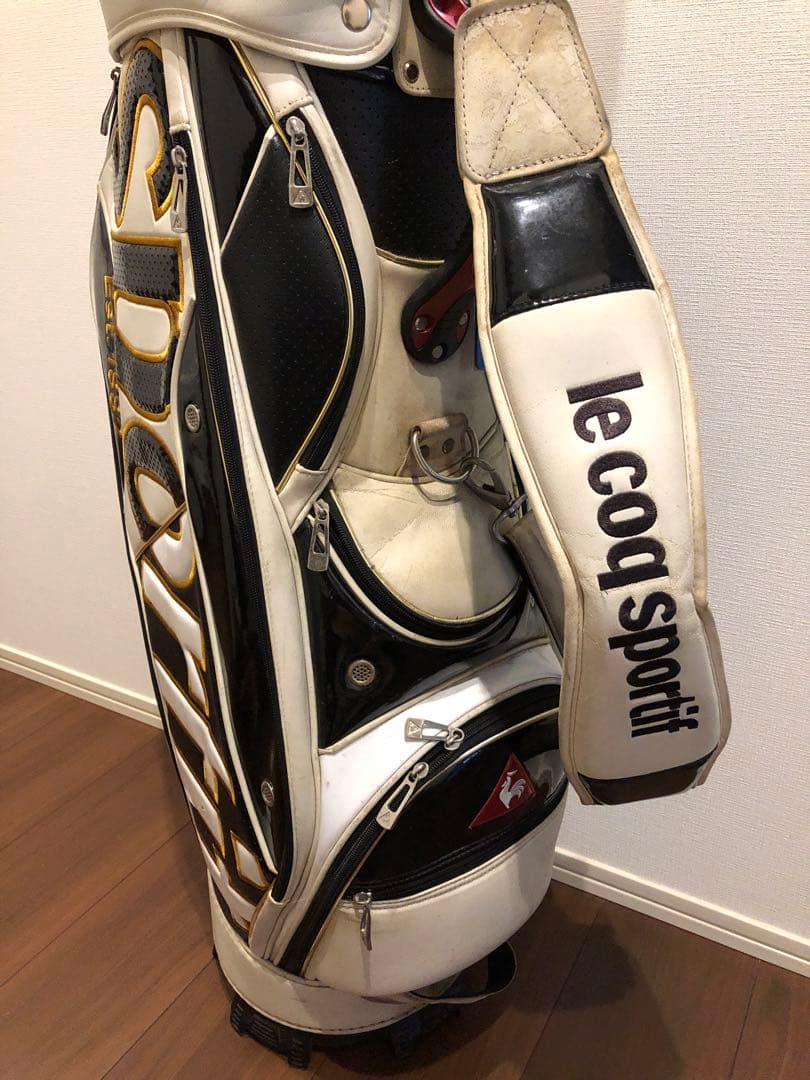 le coq sportif キャディバッグ ホワイト/ブラック　ゴールド