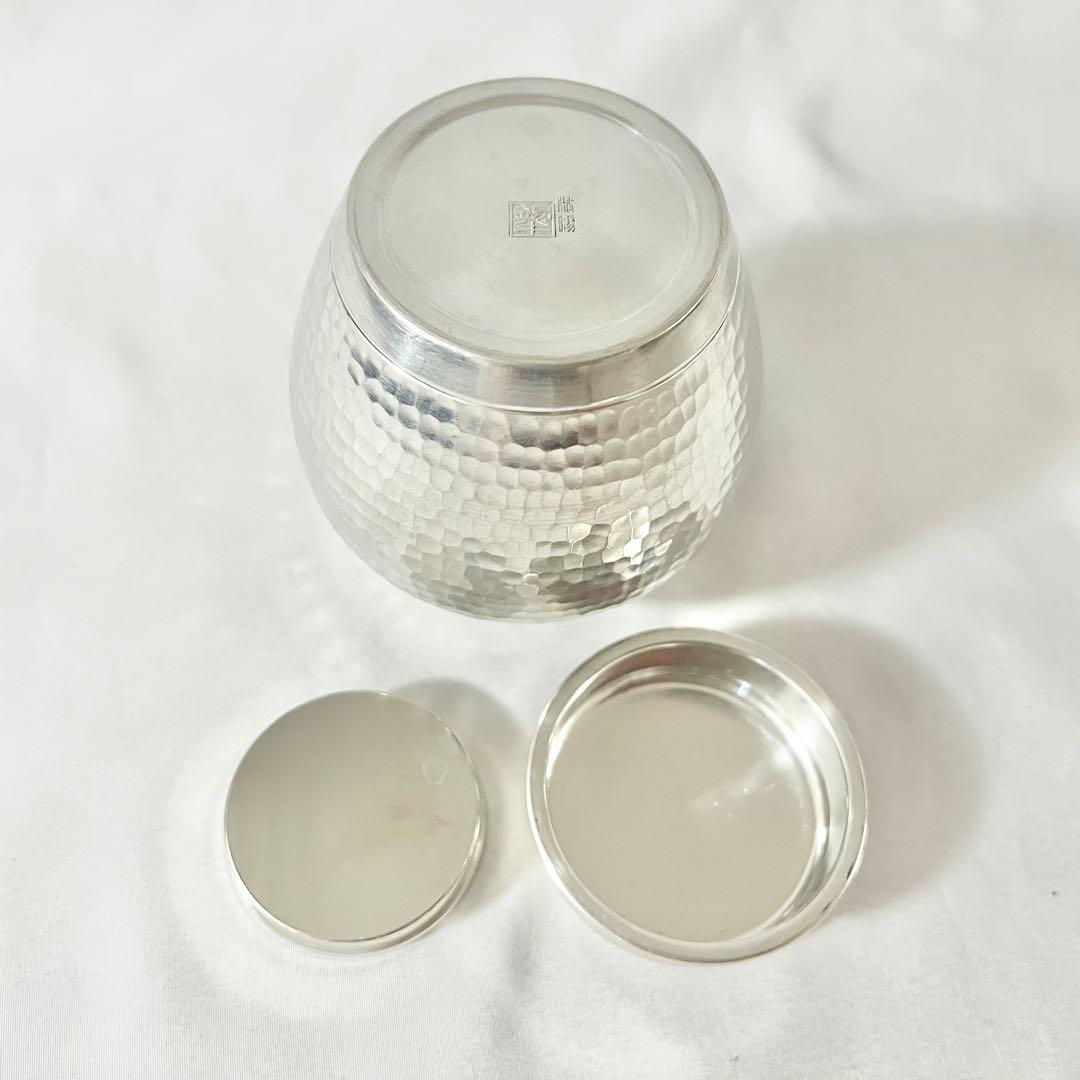 煎茶道具　錫半製　精錫　鎚目　茶壷　茶心壷