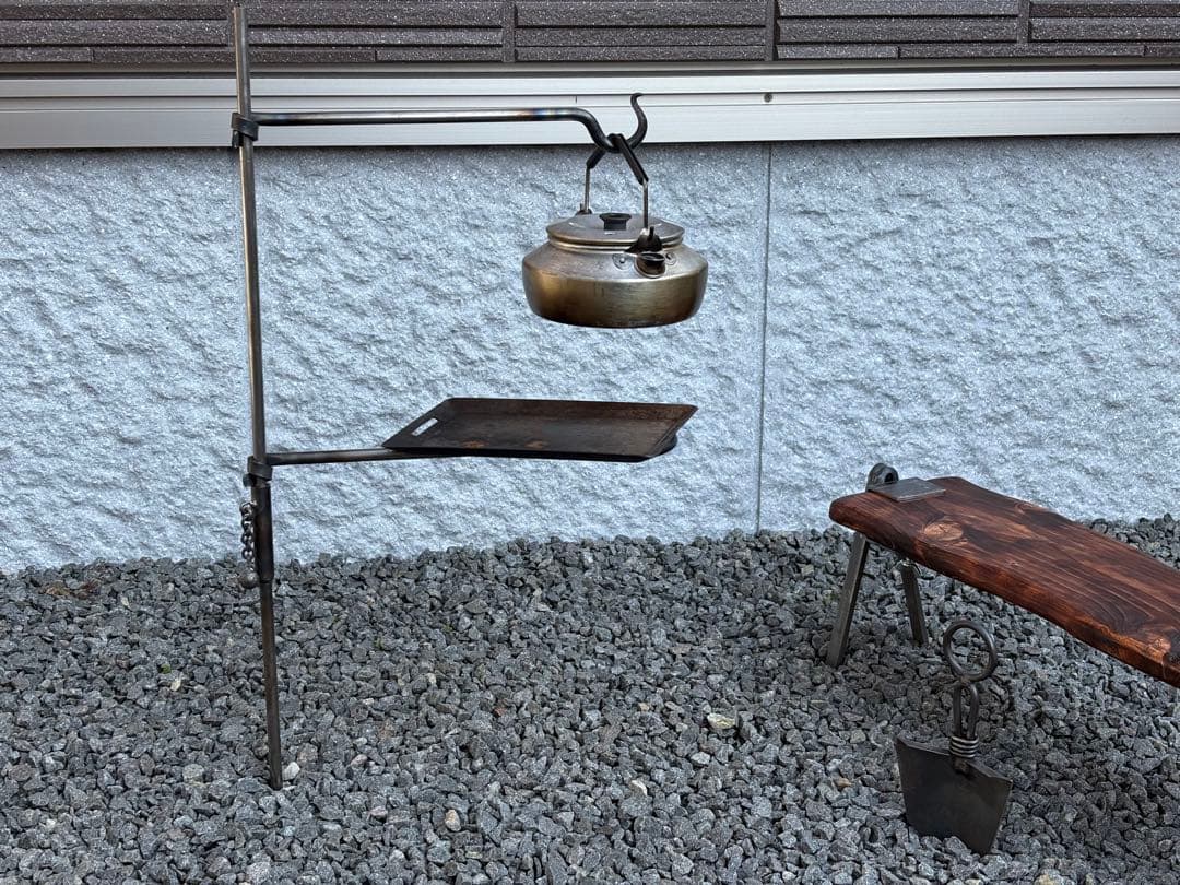 ハンドメイド　焚き火ハンガー　ファイヤーアンカー