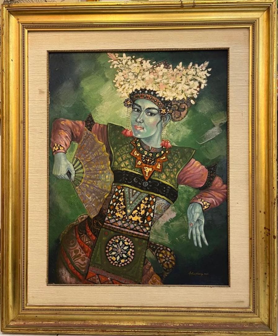 バリ舞踊の女性油彩画