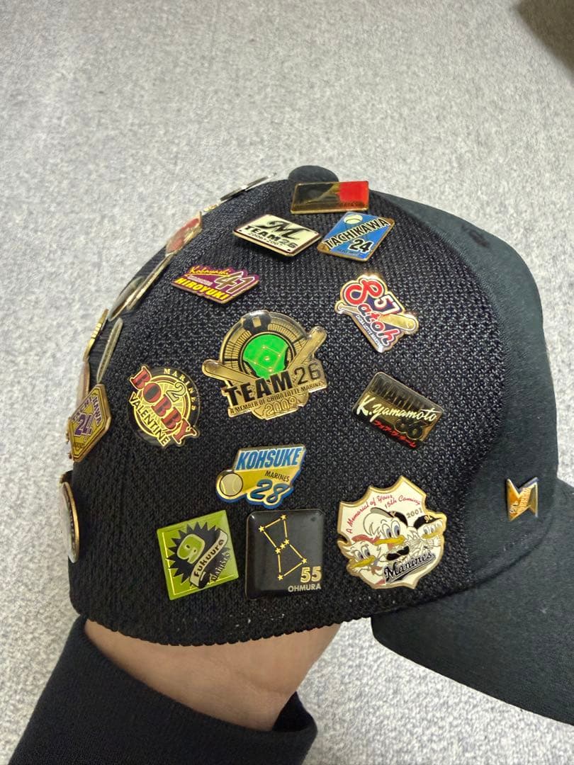 千葉ロッテマリーンズ サイン入りヴィンテージバッチ キャップ