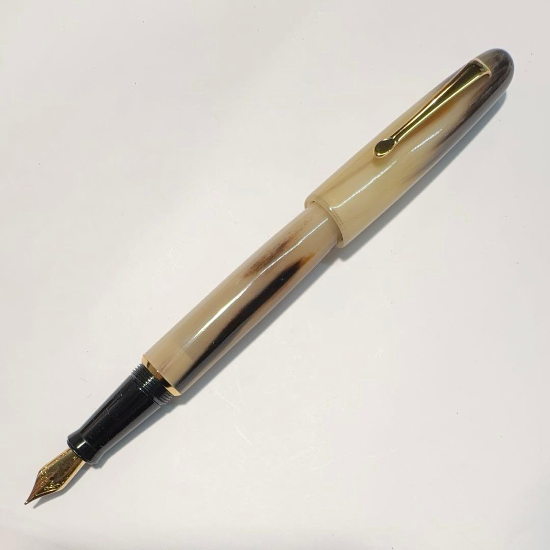 【稀少品】■天然素材 水牛角軸 万年筆 M 中字 Jowoペン先 新品■