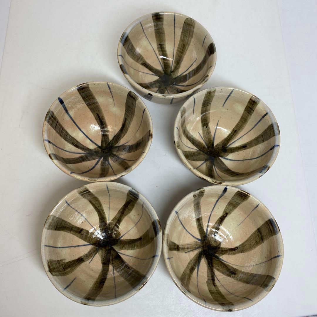 蕗窯　小松功　小松華功作　絵瀬戸筋文小碗　共箱　東さ7-1102④