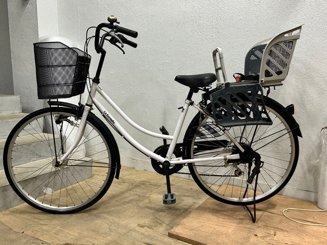 ママチャリ SHIMANO 変速 チャイルドシート 前カゴ付き 26インチ
