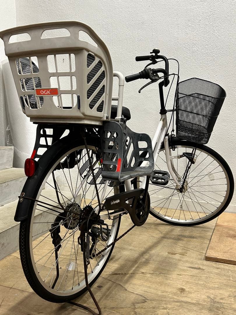 ママチャリ SHIMANO 変速 チャイルドシート 前カゴ付き 26インチ