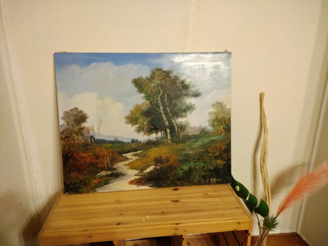 油彩画 自然の風景 サインあり