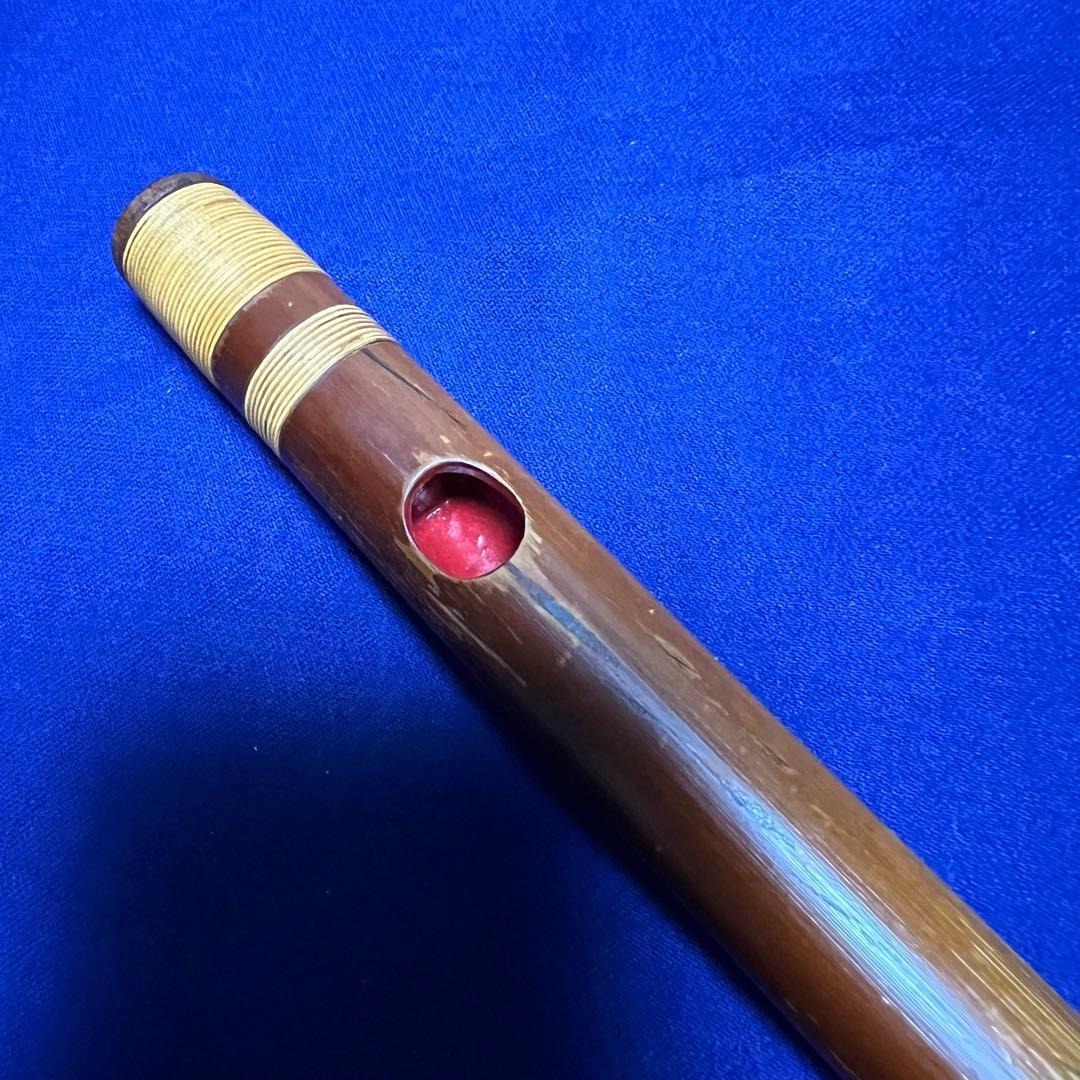 年末大特価　本煤竹（女竹）篠笛 笛師山田藍山 8本調子 唄用（ドレミ調）天地籐巻