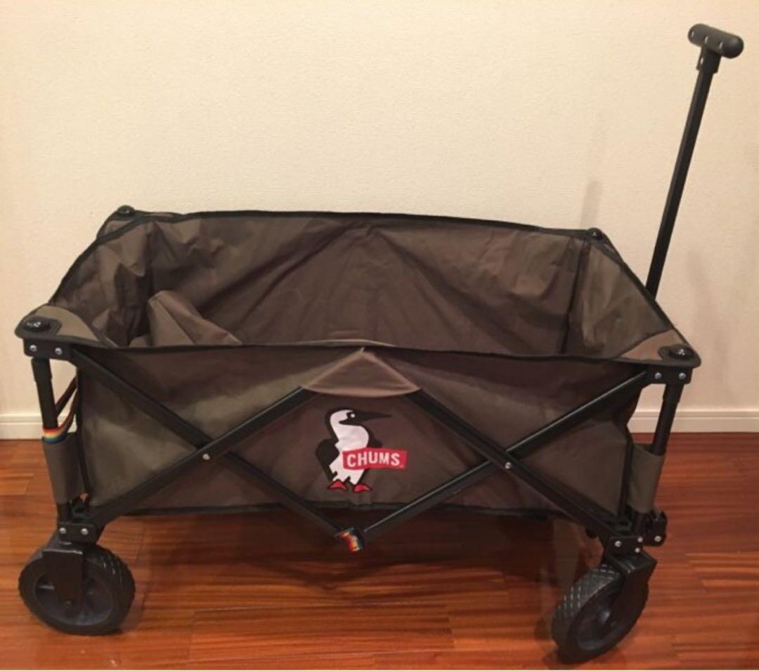 レアカラー　CHUMS 折りたたみキャリーカート カーキ
