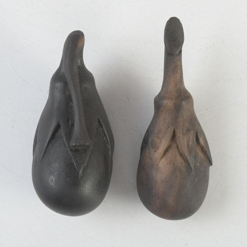 茶道具　瓢介作　黒柿　茄子香合　2点　共箱　V　9543