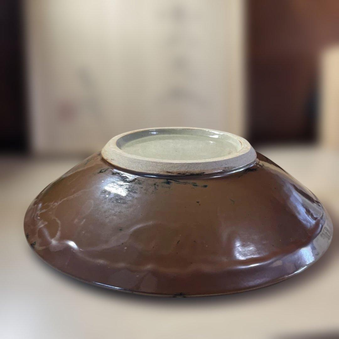 優品大作！！濱田友緒　柿釉赤絵大皿　共箱