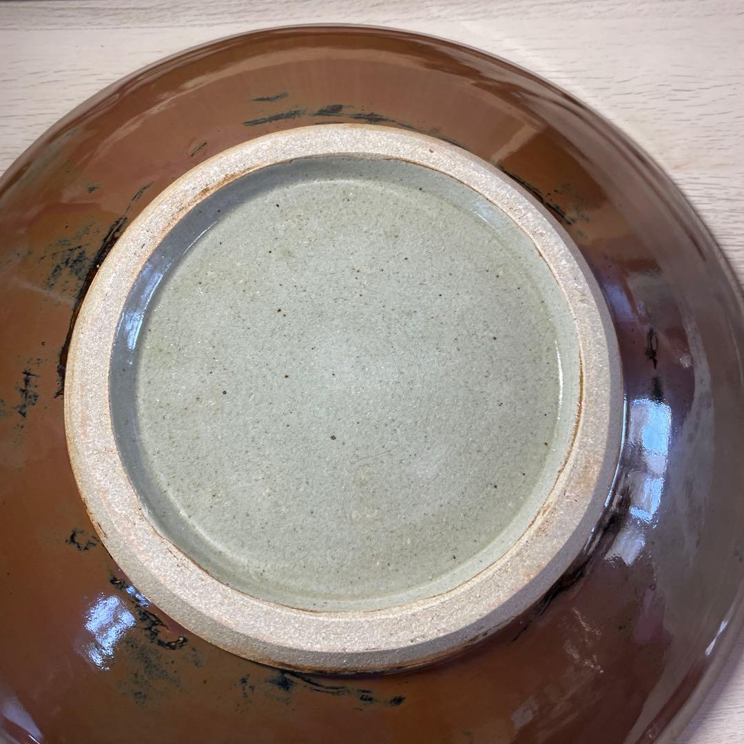 優品大作！！濱田友緒　柿釉赤絵大皿　共箱