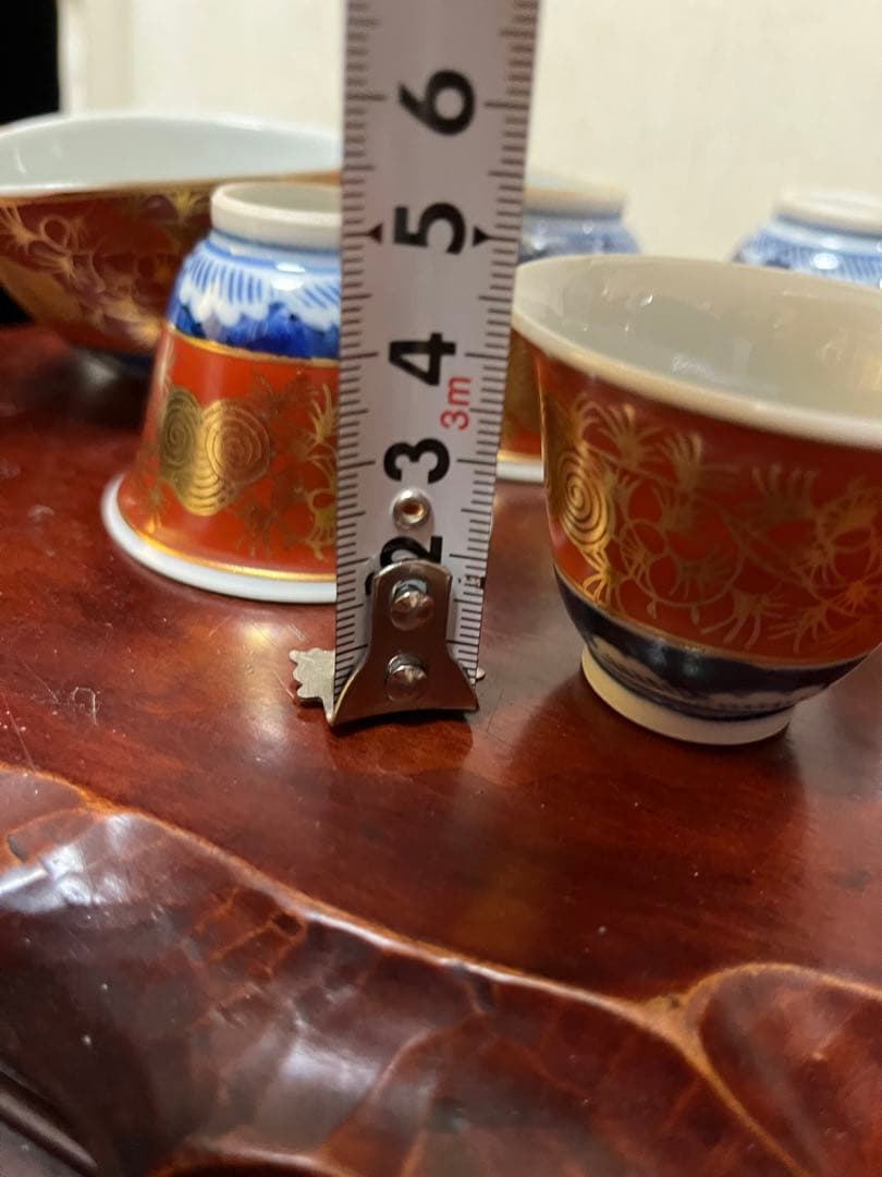 九谷焼 煎茶道具　煎茶器セット　長右衛門 金蘭手 茶器　細長湯冷し　骨董