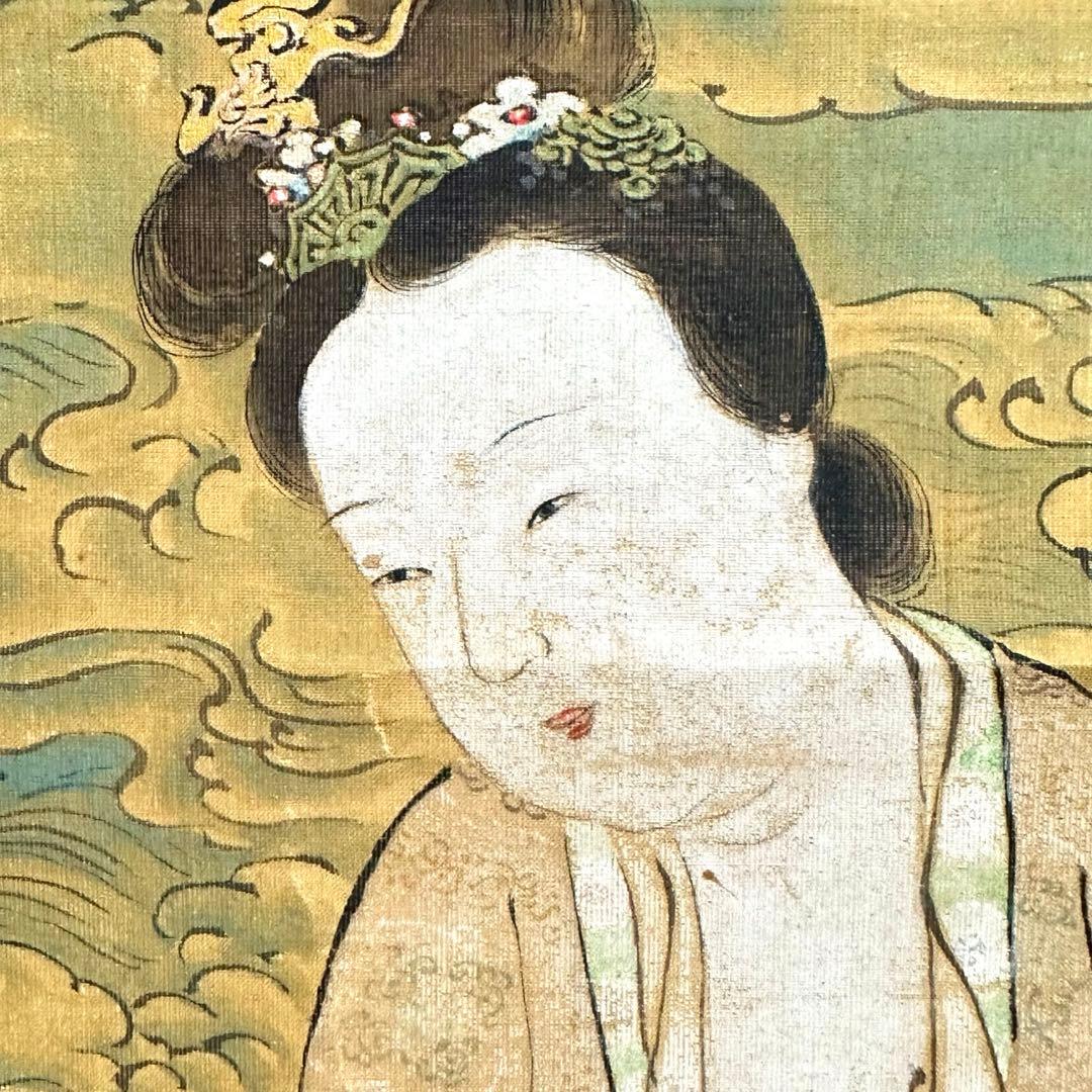 2108様感謝‼️真作　妙なる音色‼️狩野渓雲来信「琵琶仙女」掛け軸　美人画落款署名