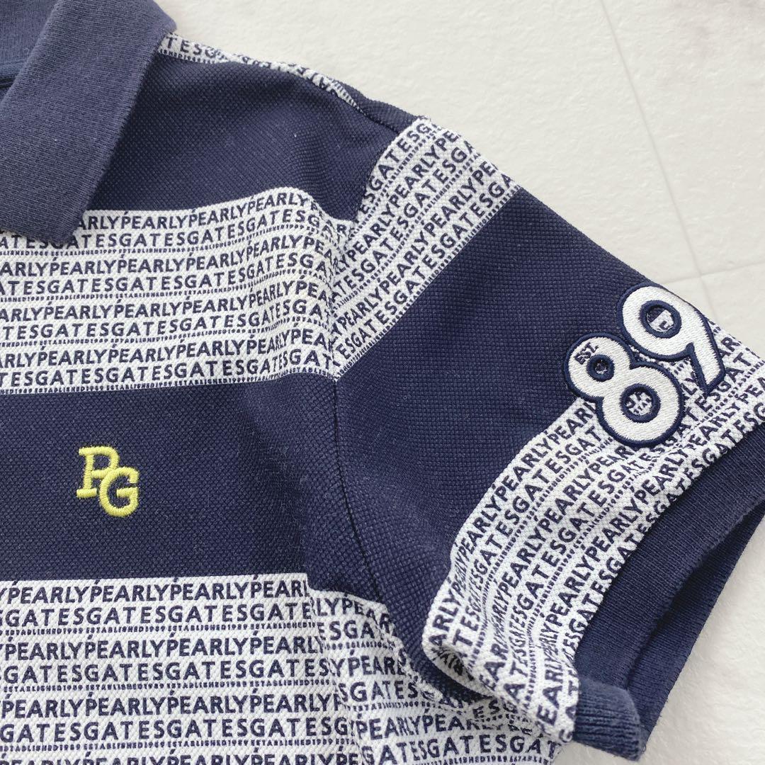 パーリーゲイツ 2021年モデル ボーダーロゴ ポロシャツ 刺繍　ゴルフウェア