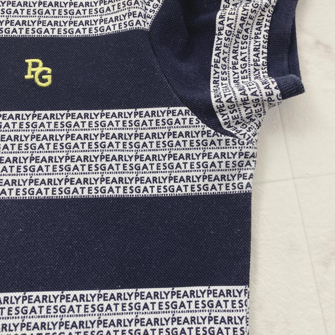 パーリーゲイツ 2021年モデル ボーダーロゴ ポロシャツ 刺繍　ゴルフウェア