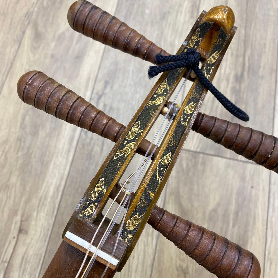 中国美術　木製　四弦秦琴　袋付　106㎝　東な7-1208