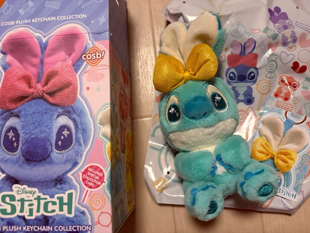 ディズニー　コスビ　COSBI スティッチ　キーチェーン　ターコイズブルー