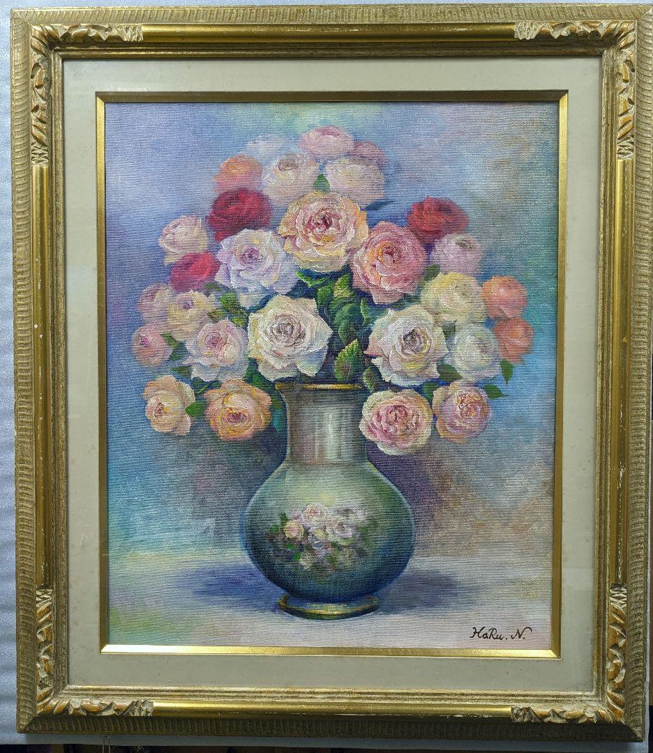 画家haru☆油彩画F12号☆薔薇☆真作、原画、一点物☆