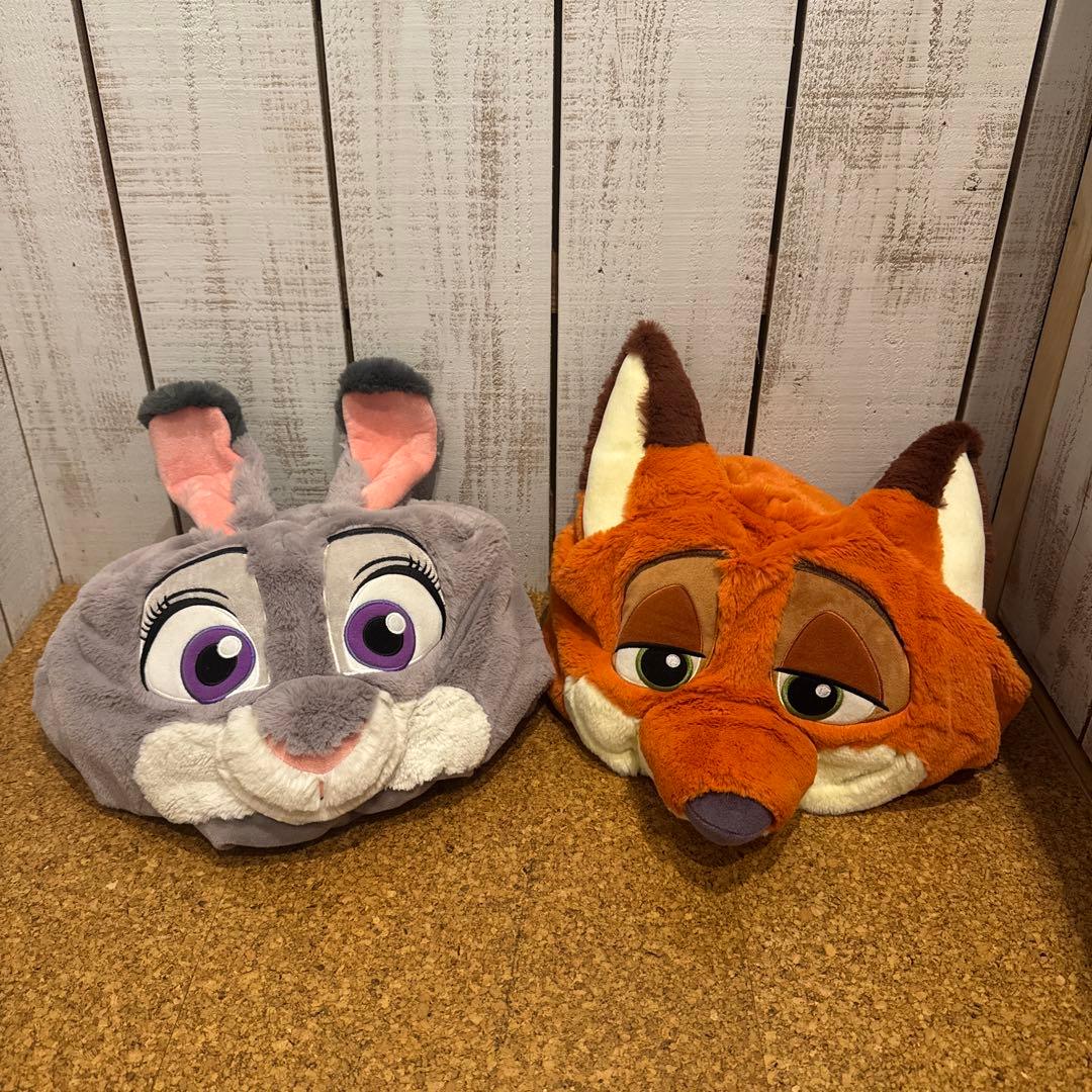 ズートピア ニックとジュディのぬいぐるみキャップ　ファンキャップ