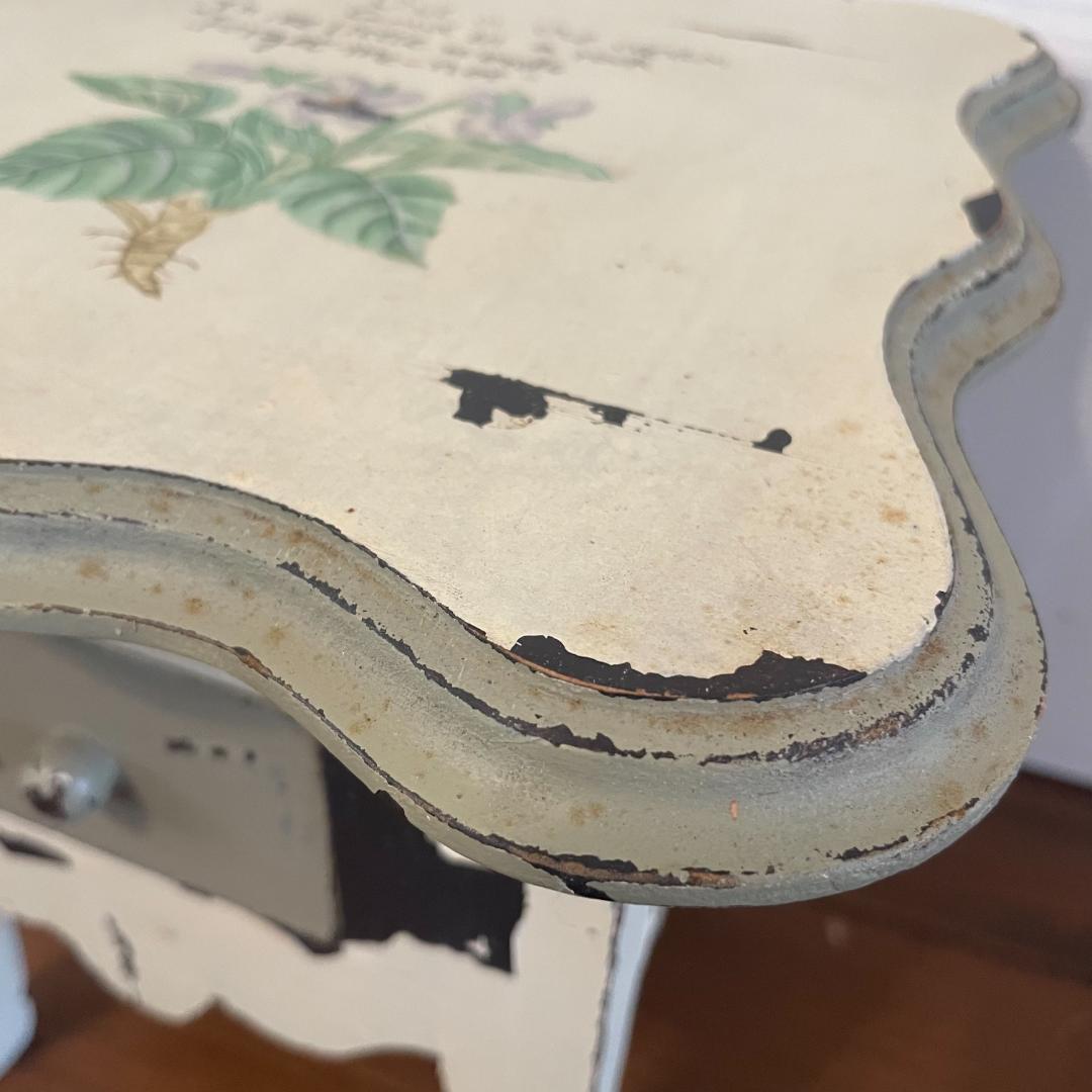 イギリスアンティーク 忘れな草 引き出し付小型テーブル 台