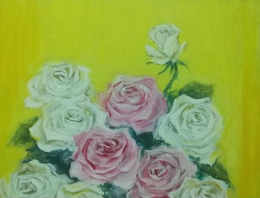 F8 「薔薇」A 油絵 油彩画 絵画 アート 静物