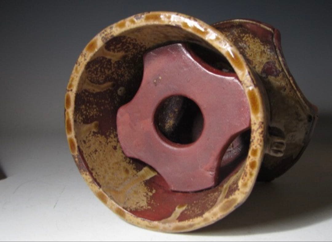 金重陶陽 備前花器 花入 見事な景色の逸品！7734