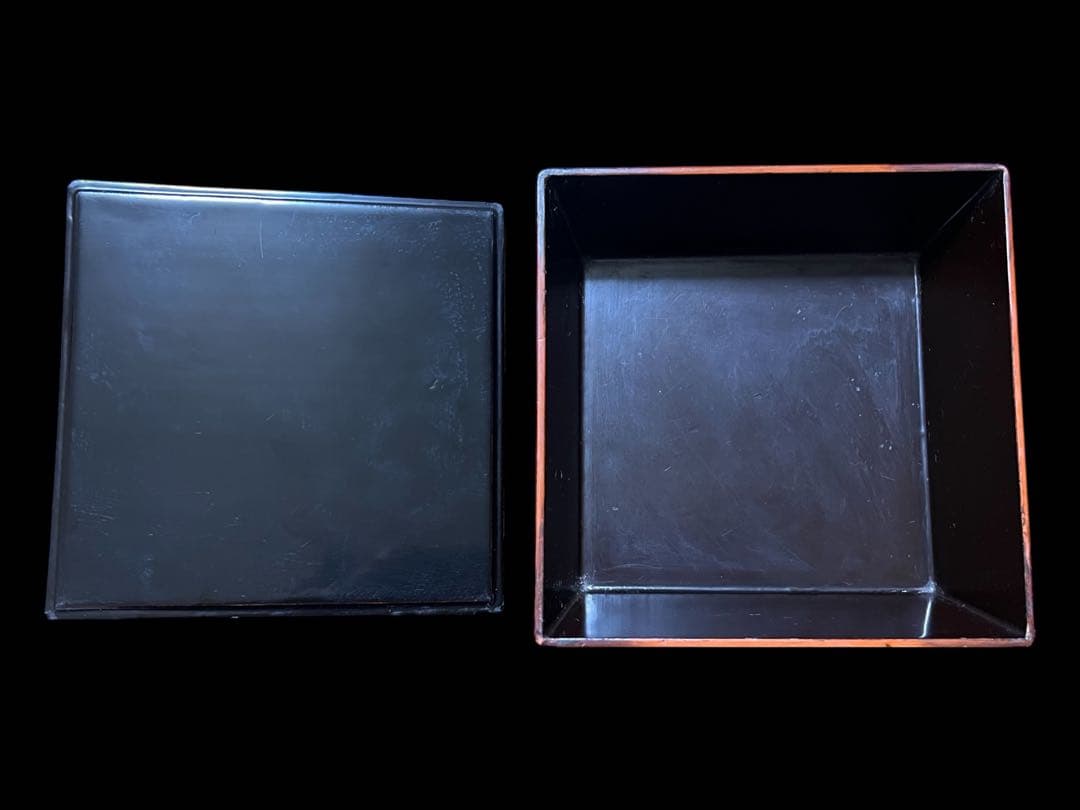 《和風アンティーク&レア》香川漆器 讃岐特産 天然木素材装飾美角菓子器