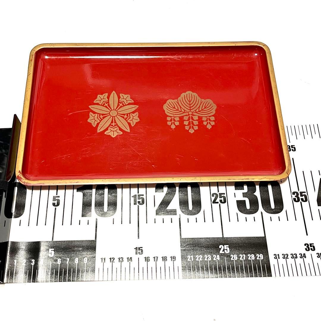 ■両山紋・茶菓盆■曹洞宗・久我竜胆・五七桐・角盆・トレー・漆器・朱色・慶事・茶道