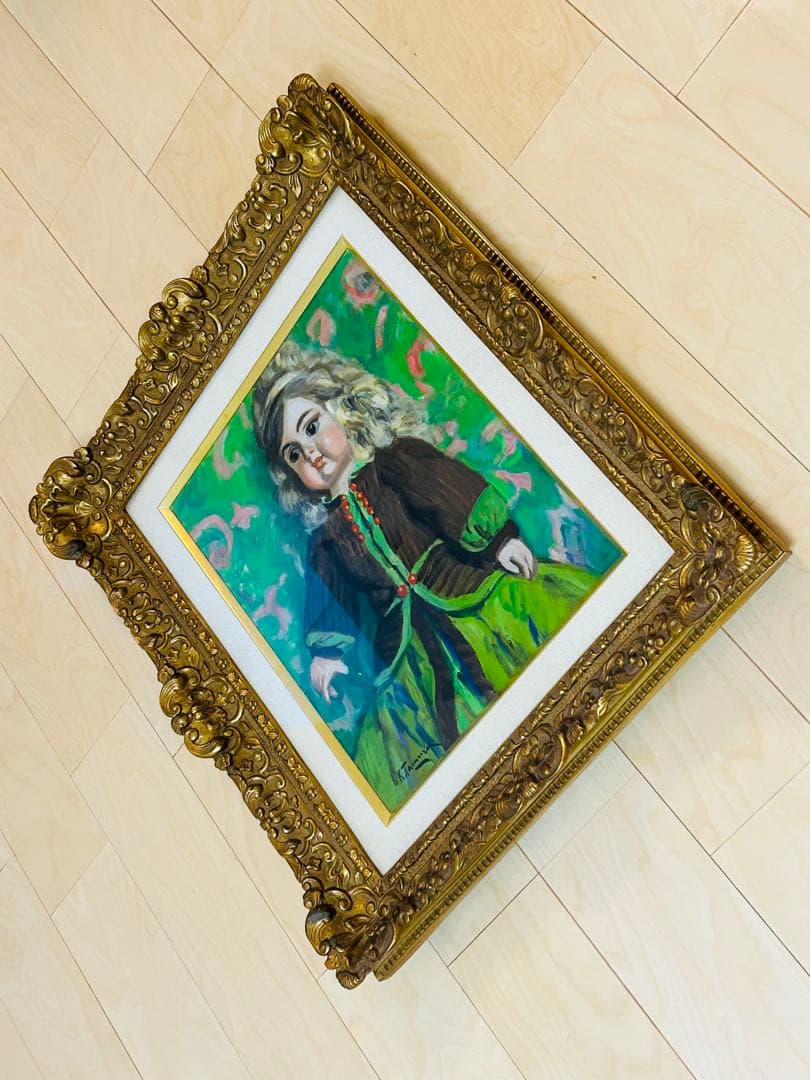 真作保証 田村孝之介 油彩8号 人形画 大地堂豪華額装 高島屋美術部購入 美品