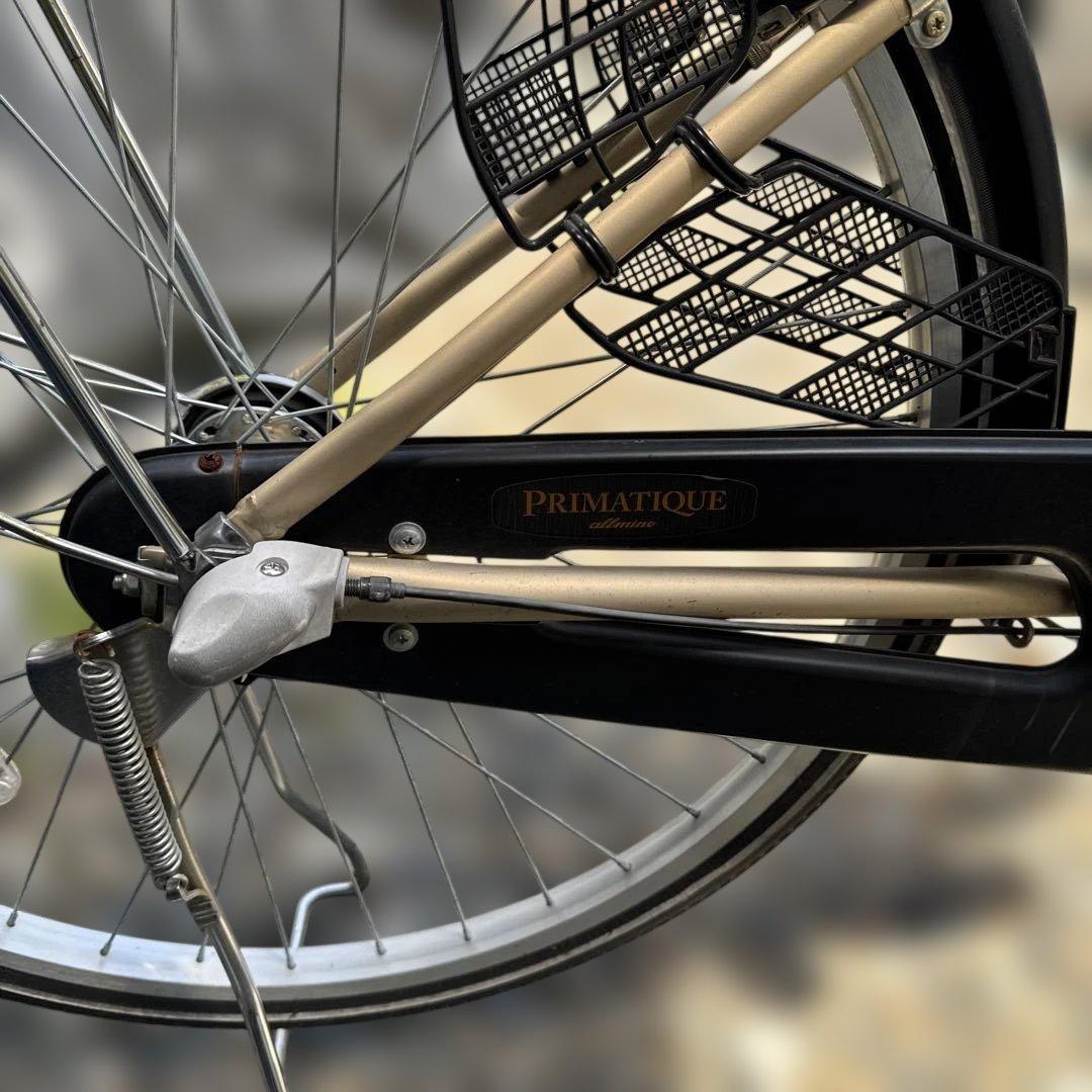 シティサイクル ベージュ 前面バスケット付き　マルキン　3段ギア付き