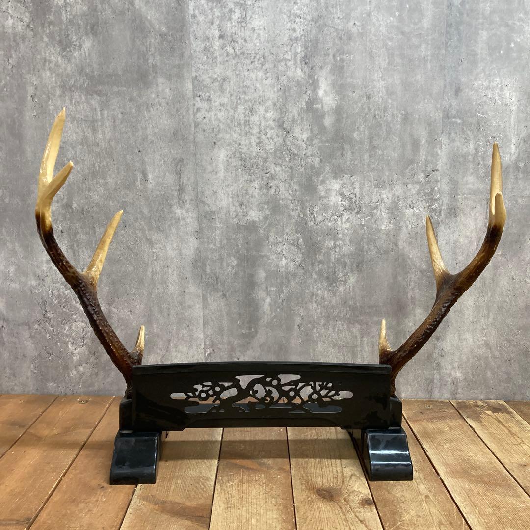 4階 【希少】鹿の角型 刀掛け 刀置き 二本掛け 飾り台 刀剣 武具 骨董