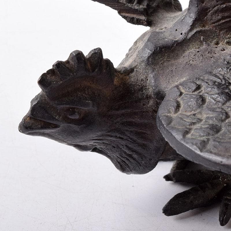 中国　古銅　鳥　置物　一對　C　7581