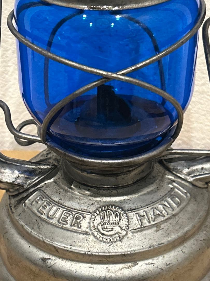 希少☆ヴィンテージ　フュアーハンドランタン　青ホヤ　純正品