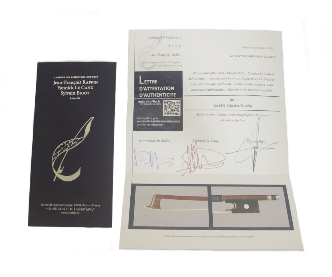 ヴァイオリン用モダンフレンチBOW☆61g ブラジルウッド Raffin鑑定書