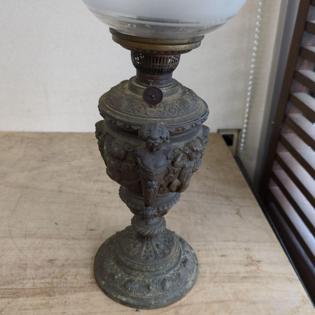 アンティーク　ランプ　ガラス　オブジェ　骨董　アルコールランプ　ディスプレイ　灯